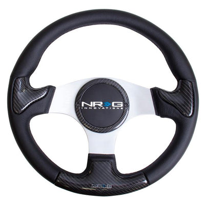 350mm Leather+Carbon Fiber Trim Steering Wheel<br>Universal