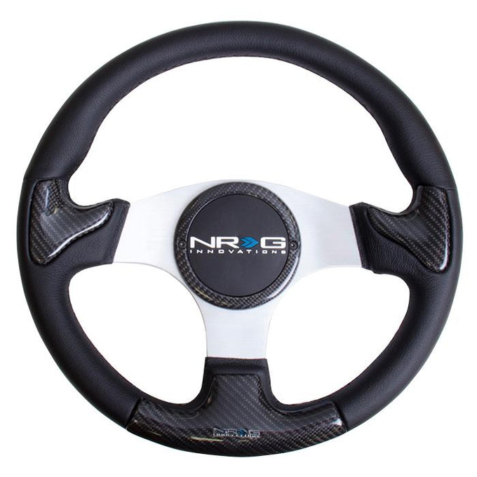 350mm Leather+Carbon Fiber Trim Steering Wheel<br>Universal