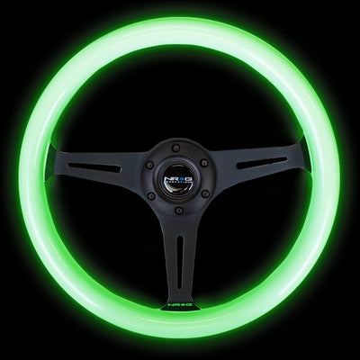Nrg Innovations - 350mm Steering Wheel - 2Deep Dish - Glow In Dark Wood Grip - 2