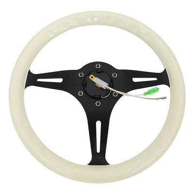 Nrg Innovations - 350mm Steering Wheel - 2Deep Dish - Glow In Dark Wood Grip - 5