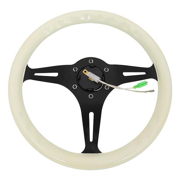 Nrg Innovations - 350mm Steering Wheel - 2Deep Dish - Glow In Dark Wood Grip - 5