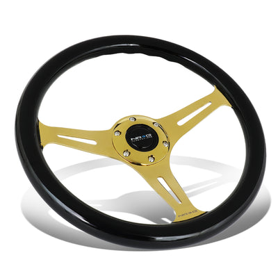 NRG Innovations - Steering Wheel - W/Horn Button - 350mm - Black Wood - 1
