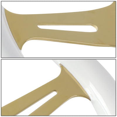 NRG Innovations - Steering Wheel - 350mm Diameter - White Wood Grain Grip Chrome Gold Spoke - W Horn - 3