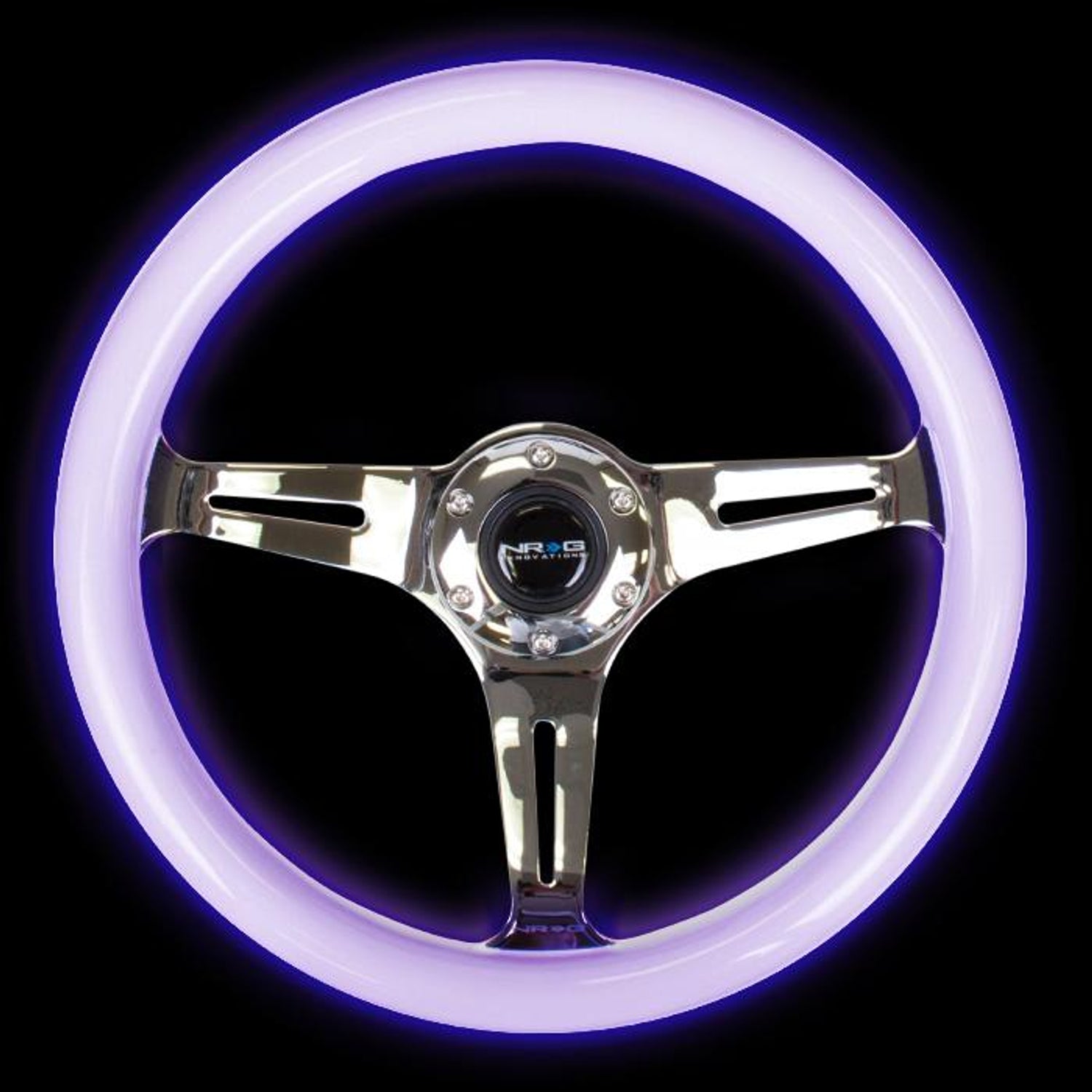 350mm Luminor White Wood Grain Steering Wheel Purple Glow<br>Universal