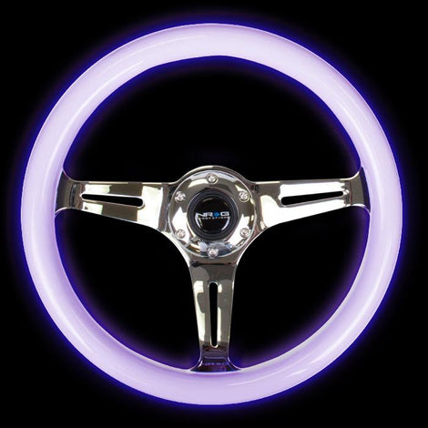 350mm Luminor White Wood Grain Steering Wheel Purple Glow<br>Universal