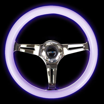 350mm Luminor White Wood Grain Steering Wheel Purple Glow<br>Universal