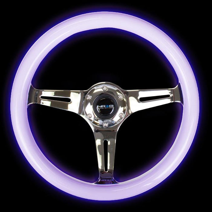 350mm Luminor White Wood Grain Steering Wheel Purple Glow<br>Universal