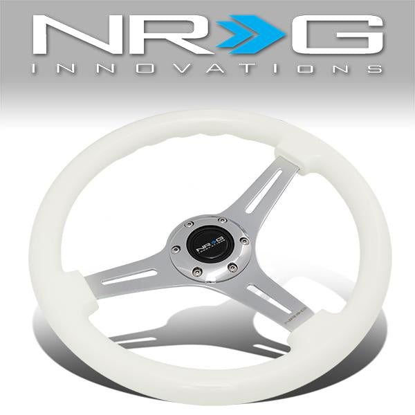 Nrg Innovations - 350mm Steering Wheel - 2Deep Dish - Glow In Dark Wood Grip - 1