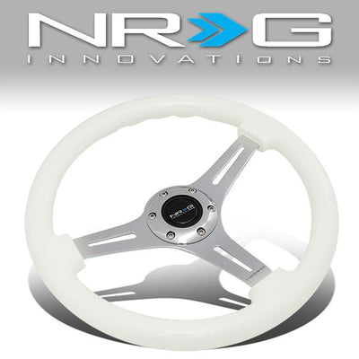 Nrg Innovations - 350mm Steering Wheel - 2Deep Dish - Glow In Dark Wood Grip - 1