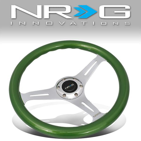 Nrg Innovations - 350mm Steering Wheel - 2Deep Dish - Green Colored Wood Grip - 1