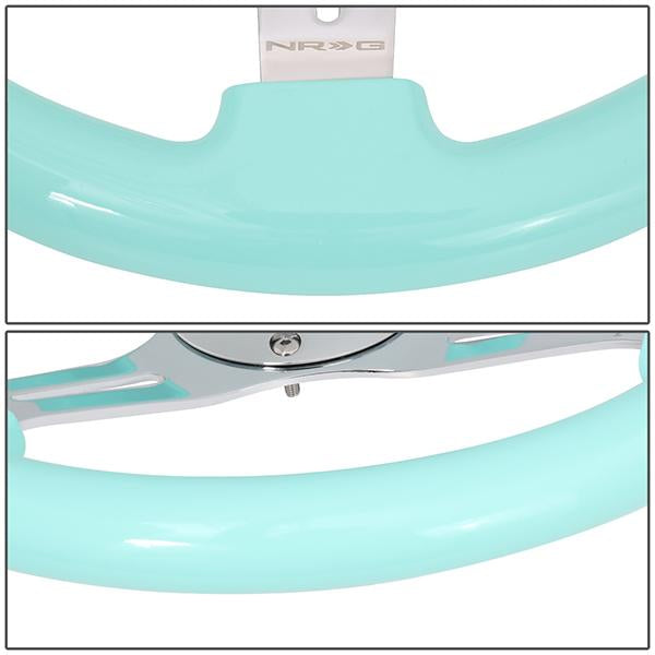 Nrg Innovations - 350mm Steering Wheel - 2Deep Dish - Mint Flost Colored Wood Grip - 3
