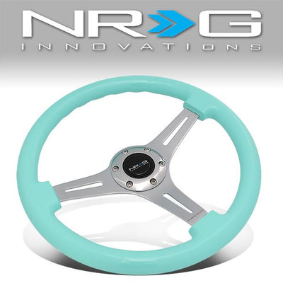 Nrg Innovations - 350mm Steering Wheel - 2Deep Dish - Mint Flost Colored Wood Grip - 1