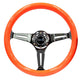 350mm 2 in. Deep Dish Orange Colored Wood Grip Steering Wheel<br>Universal