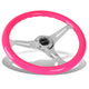 NRG Innovations - Steering Wheel - 350mm Diameter - Neon Pink Wood Grain Grip Chrome Spoke - W Horn - 1