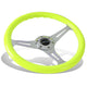 NRG Innovations - Steering Wheel - 350mm Diameter - Neon Yellow Wood Grain Grip Chrome Spoke - W Horn - 1
