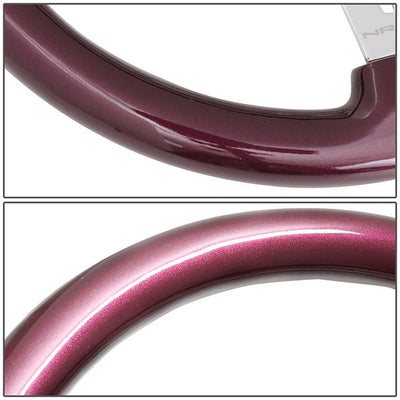 Nrg Innovations - 350mm Steering Wheel - 2Deep Dish - 3-Spokes Purple Colored Wood Grip - 3
