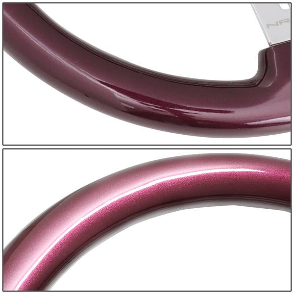 Nrg Innovations - 350mm Steering Wheel - 2Deep Dish - 3-Spokes Purple Colored Wood Grip - 3