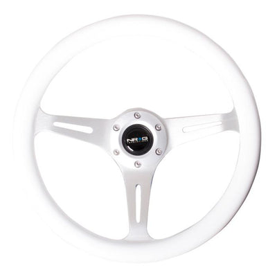 Nrg Innovations - 350mm Steering Wheel - 2Deep Dish - White Colored Wood Grip - 2