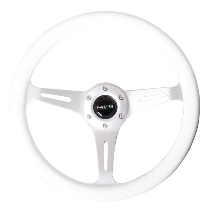 Nrg Innovations - 350mm Steering Wheel - 2Deep Dish - White Colored Wood Grip - 2