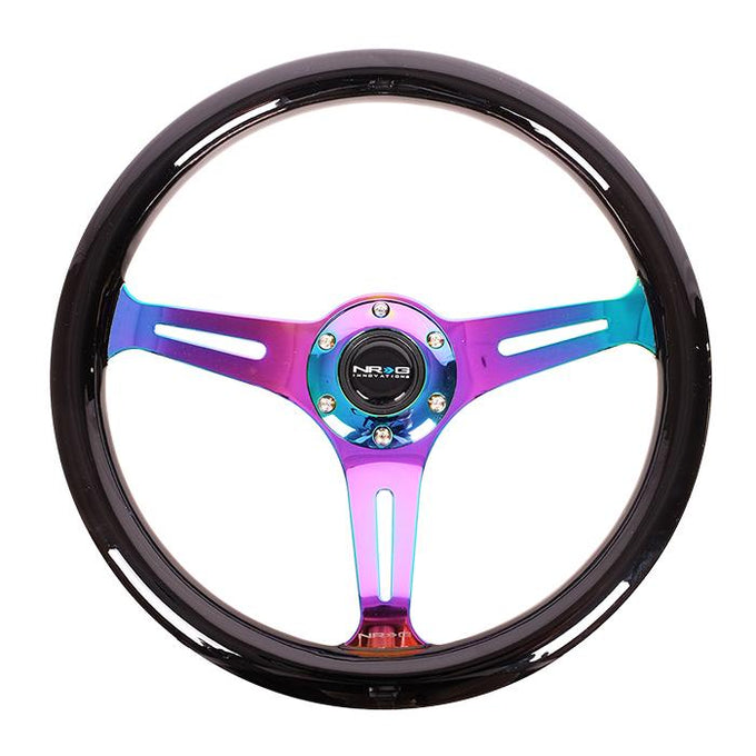 350mm Black Wood Grain Neochrome Spoke Steering Wheel<br>Universal