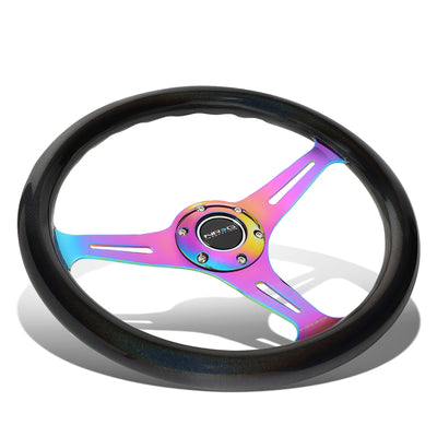 NRG Innovations - Steering Wheel - 350mm Diameter - Neo Chrome Spoke Chameleon Sparkle Wood - W Horn - 1