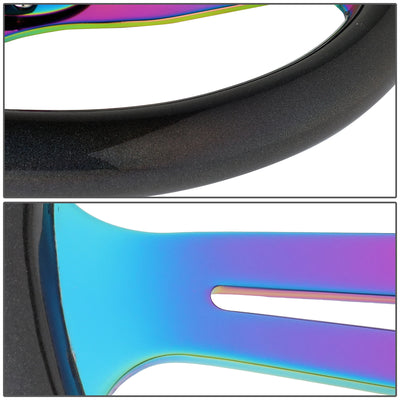 NRG Innovations - Steering Wheel - 350mm Diameter - Neo Chrome Spoke Chameleon Sparkle Wood - W Horn - 3