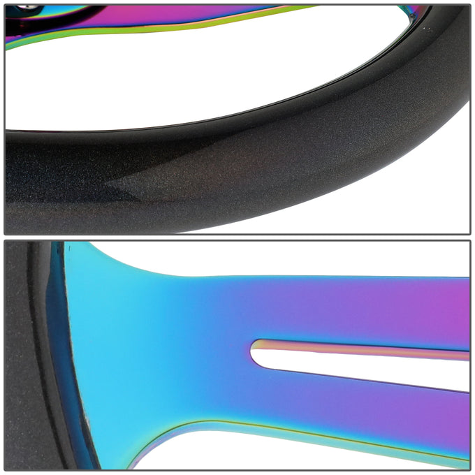 NRG Innovations - Steering Wheel - 350mm Diameter - Neo Chrome Spoke Chameleon Sparkle Wood - W Horn - 3