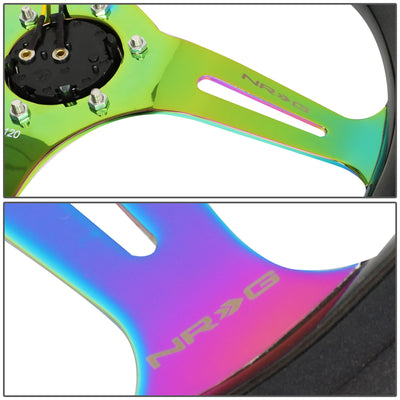 NRG Innovations - Steering Wheel - 350mm Diameter - Neo Chrome Spoke Chameleon Sparkle Wood - W Horn - 4