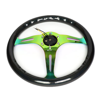 NRG Innovations - Steering Wheel - 350mm Diameter - Neo Chrome Spoke Chameleon Sparkle Wood - W Horn - 5