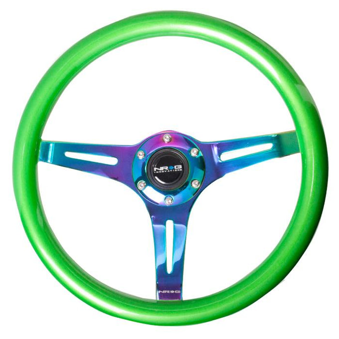 350mm Green Wood Grain Neochrome Spoke Steering Wheel<br>Universal