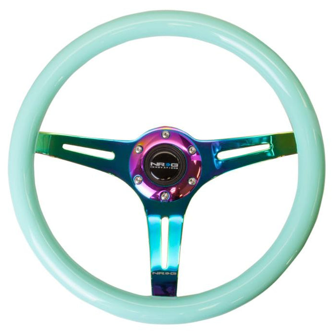 350mm Minty Fresh Wood Grain Neochrome Spoke Steering Wheel<br>Universal