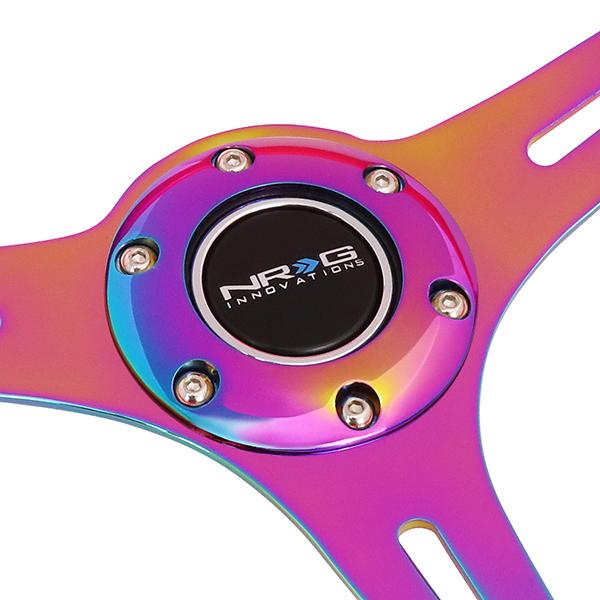 NRG Innovations - Steering Wheel - 350mm - W/Horn Button - Neon Pink Wood Grain Neo Chrome Spoke - 2