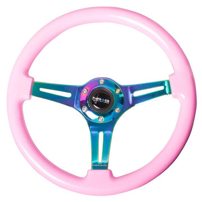 350mm Pink Wood Grain Neochrome Spoke Steering Wheel<br>Universal