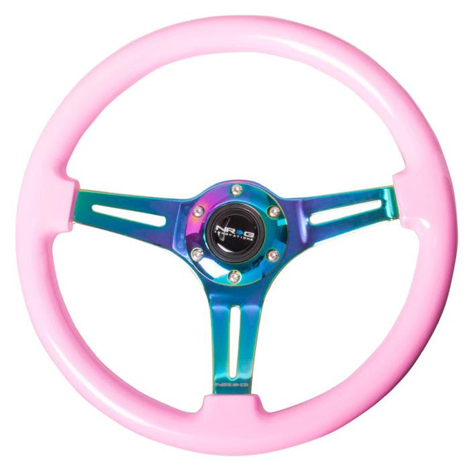 350mm Pink Wood Grain Neochrome Spoke Steering Wheel<br>Universal