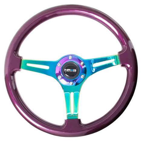 350mm Purple Wood Grain Neochrome Spoke Steering Wheel<br>Universal