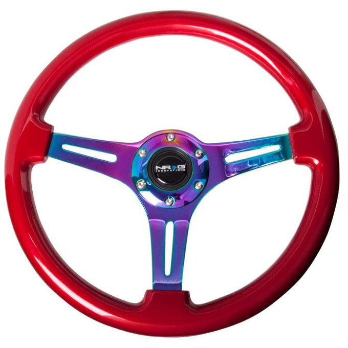 350mm Red Wood Grain Neochrome Spoke Steering Wheel<br>Universal