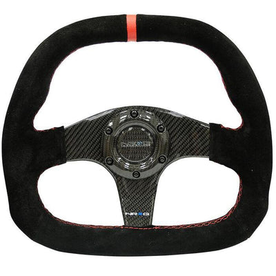 320mm Flat Bottom Suede Grip Carbon Fiber Steering Wheel<br>Universal