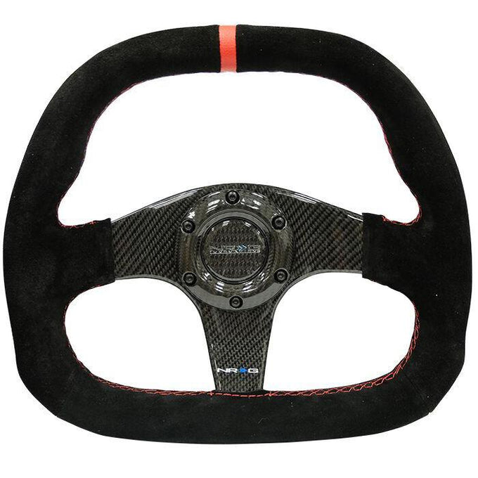 320mm Flat Bottom Suede Grip Carbon Fiber Steering Wheel<br>Universal