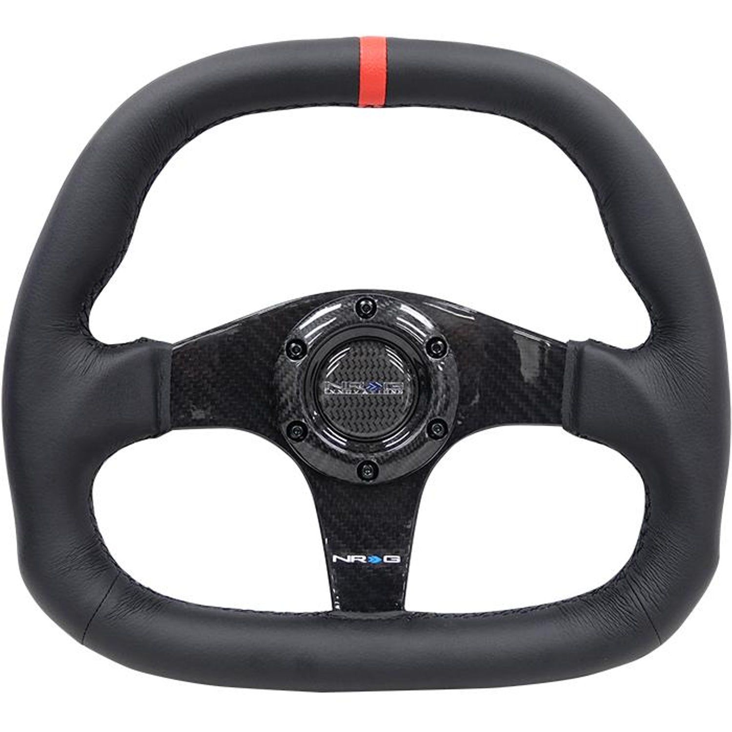 320mm Flat Bottom Leather Grip Carbon Fiber Steering Wheel<br>Universal