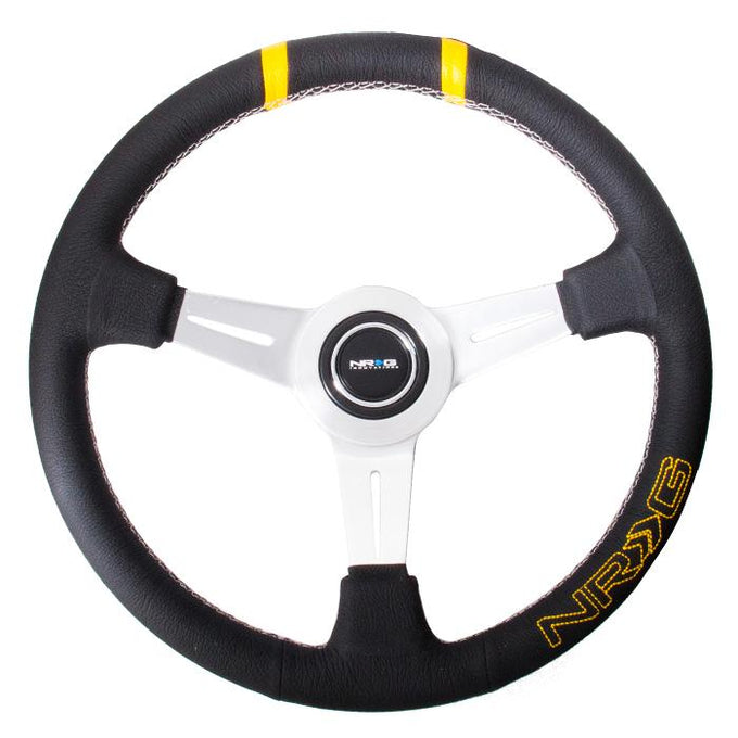 Nrg Innovations - 360mm Steering Wheel - Bumble Bee Leather Grip - W/Dual Center Mark - 2