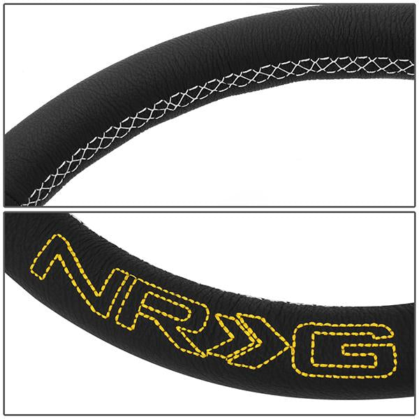 Nrg Innovations - 360mm Steering Wheel - Bumble Bee Leather Grip - W/Dual Center Mark - 3