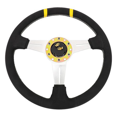 Nrg Innovations - 360mm Steering Wheel - Bumble Bee Leather Grip - W/Dual Center Mark - 5