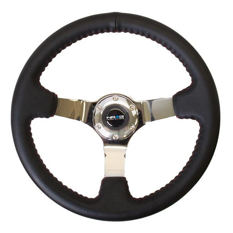 350mm 3 in. Deep Dish Leather Grip Steering Wheel<br>Universal