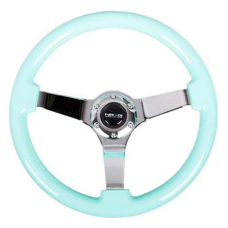 350mm 3 in. Deep Dish Mint Fresh Wood Grain Steering Wheel<br>Universal