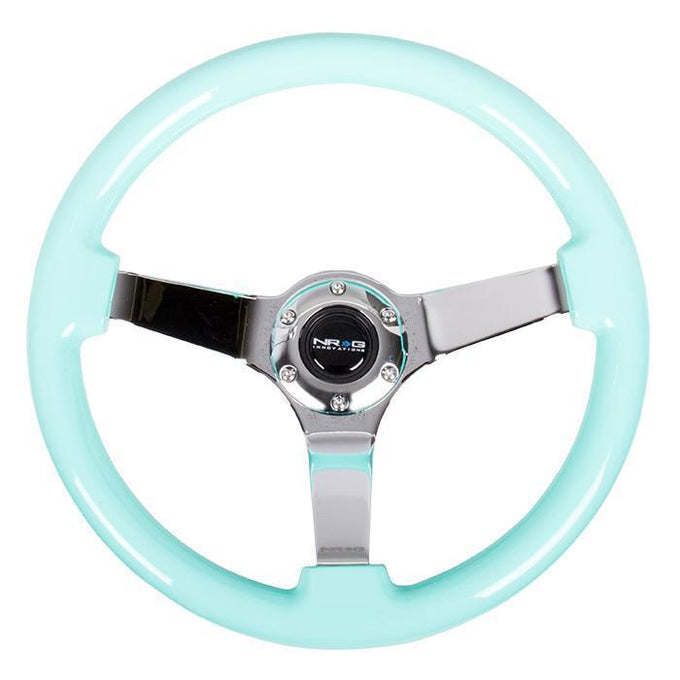 350mm 3 in. Deep Dish Mint Fresh Wood Grain Steering Wheel<br>Universal