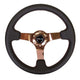 350mm 3 in. Deep Dish Rose Gold Spoke Leather Steering Wheel<br>Universal