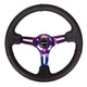 350mm 3 in. Deep Neochrome Spoke Leather Steering Wheel<br>Universal