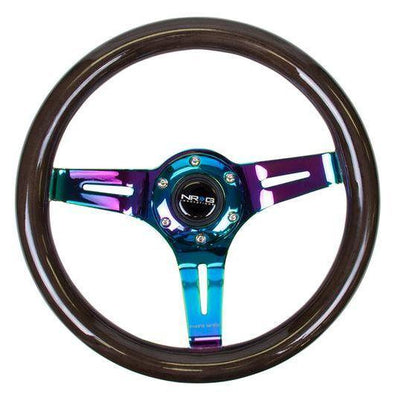 310mm Neochrome Spoke Black Wood Grain Grip Steering Wheel<br>Universal