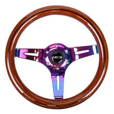 310mm Neochrome Spoke Dark Wood Grain Grip Steering Wheel<br>Universal