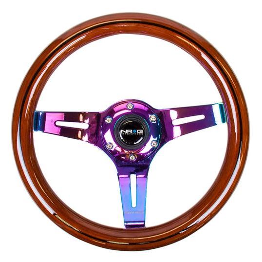 310mm Neochrome Spoke Dark Wood Grain Grip Steering Wheel<br>Universal